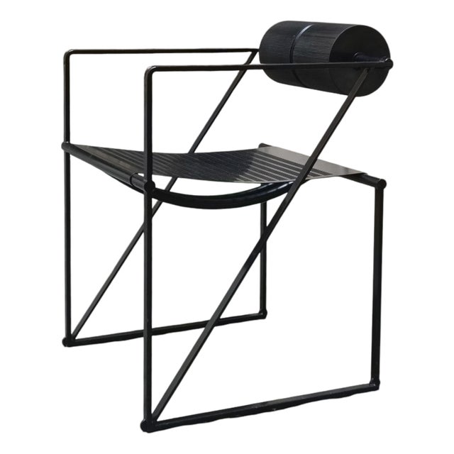 Seconda 602 Black Metal Chair by Mario Botta for Alias, Italy, 1980s For Sale