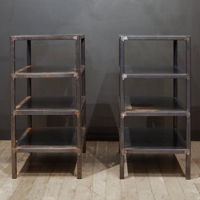 Industial Four-Tier Steel Shelving Units For Sale - Image 4 of 9