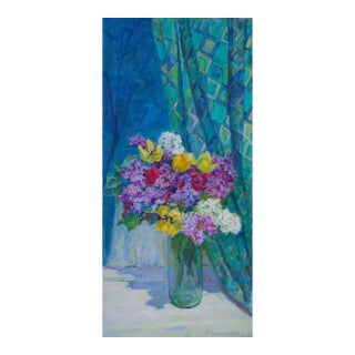 Floral Still Life Painting, Original Soviet Art by Staroselskaya (1970) 115-55 For Sale