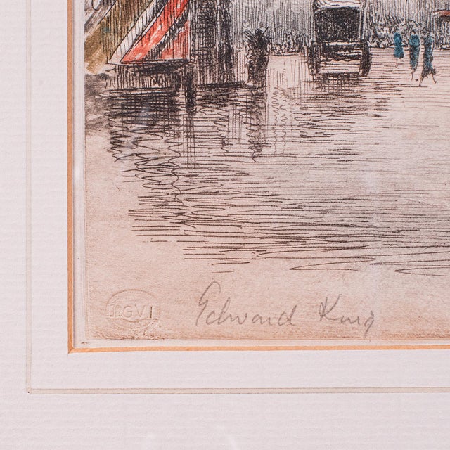 Beige Antique Framed London Picture, Constitution Hill, English, Art Print, Circa 1925 For Sale - Image 8 of 10