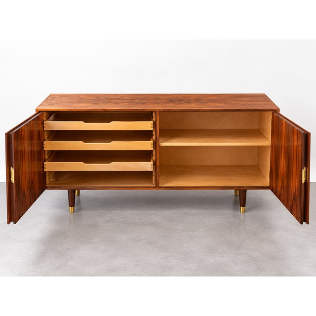 2000 - 2009 Danish Teak and Santos Rosewood Sideboard attributed to Poul Hundevad, Denmark, 1960s For Sale - Image 5 of 6