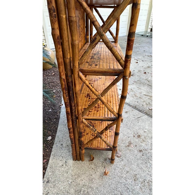 Mid 20th Century Hollywood Regency Bamboo Rattan Étagère Bookcase For Sale In Savannah - Image 6 of 10