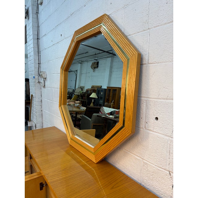 Vintage Bohemian Bamboo and Brass Dresser and Mirror Set For Sale - Image 15 of 17