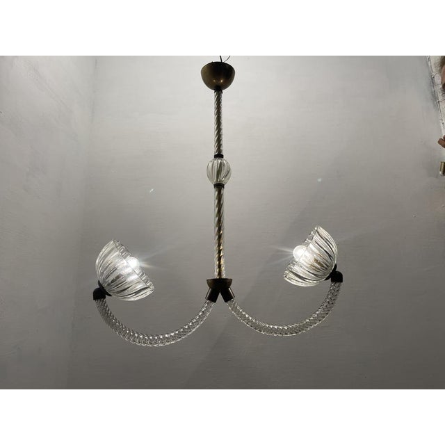 Art Deco Murano Glass Light Pendant by Ercole Barovier for Murano, 1940s For Sale - Image 13 of 18