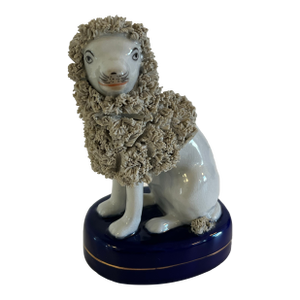 Antique Seated Staffordshire Porcelain Poodle