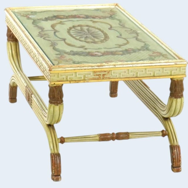 Neoclassical Neoclassical Coffee Table With Hand-Painted Decoration, Mid-20th Century For Sale - Image 3 of 8