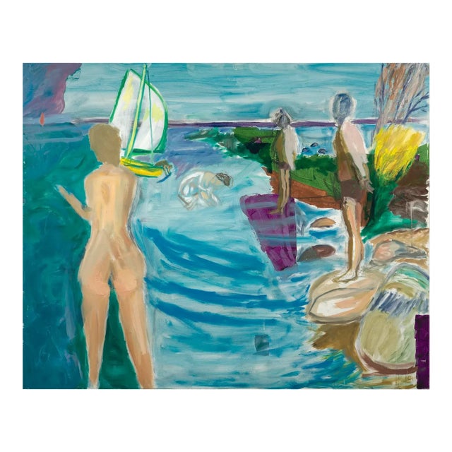 Large Giclée Print "Blue Lakescape" by Regina Gately For Sale