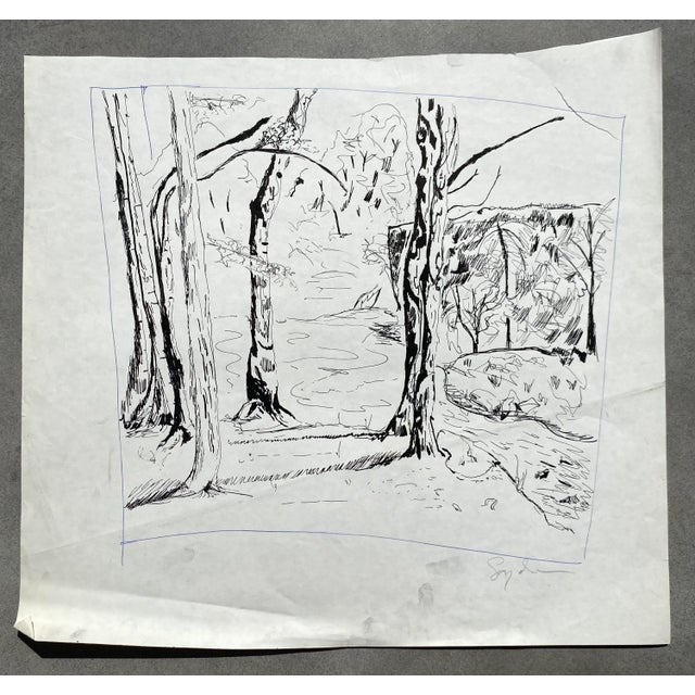 Ink on paper by New York abstract expressionist painter Richard Synder (born 1951). Signed lower right. This will be...