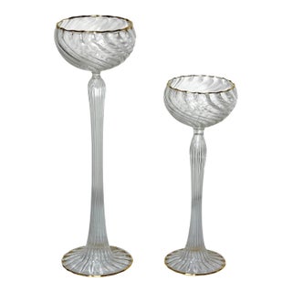 1980s Vintage Renata Gandini Murano Glass Graduated Candlesticks - Pair For Sale