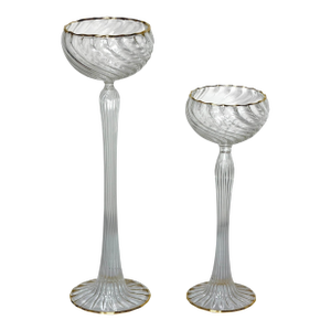 1980s Vintage Renata Gandini Murano Glass Graduated Candlesticks - Pair