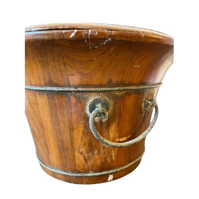 Late 19th Century Asian Handcrafted Wood Lidded Antique Wood Bucket Hallmarked For Sale - Image 11 of 12