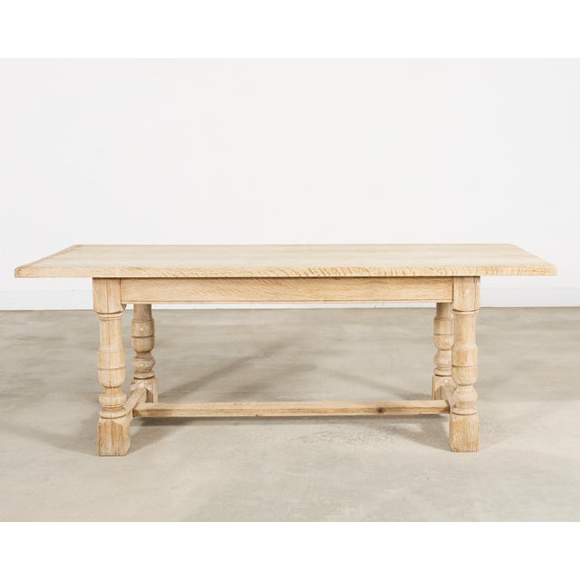 20th Century Country French Bleached Oak Trestle Dining Table For Sale - Image 18 of 18