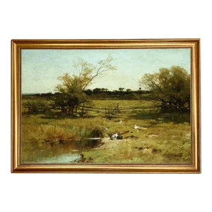 Country Meadow Landscape 15x24" Print on Canvas, Framed