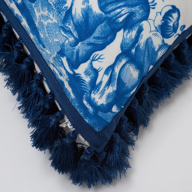 Schumacher Contemporary Schumacher Shengyou Toile Pillow in Blue For Sale - Image 4 of 8