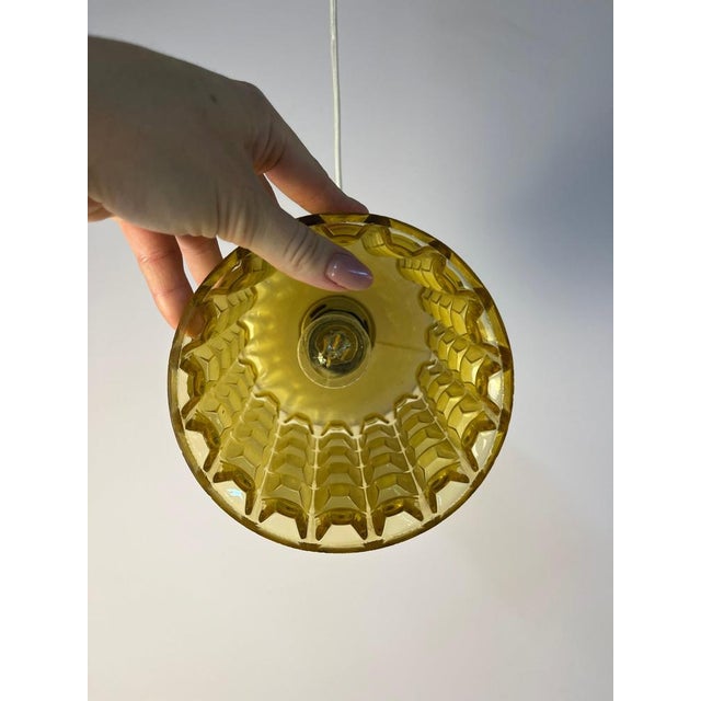 Metal White and Yellow Waffle Textured Pendant Lamp from Orrefors For Sale - Image 7 of 11