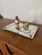 Vintage Glass Mirror and Lucite Vanity or Perfume Tray Glass mirror tray featuring lucite “rails” which function to...