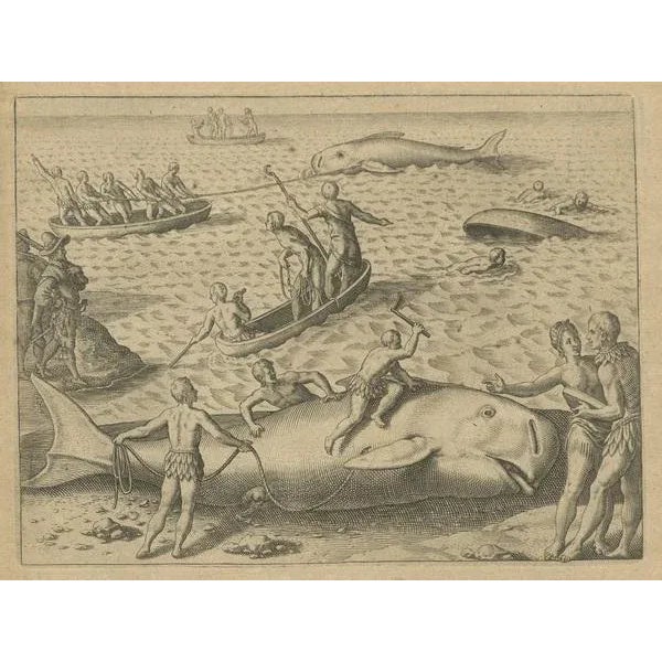 De Bry, The Whale Harvest of St. Mary's Island, Copper Engraving, 1601 For Sale - Image 3 of 7