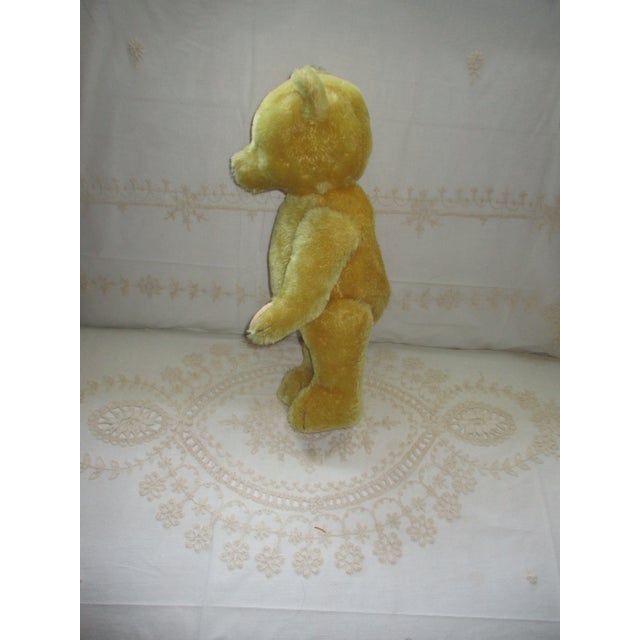 This is a Beautiful Vintage 1940s German Herman Teddy Bear that is 17.5" tall and is straw stuffed and made of Yellow...