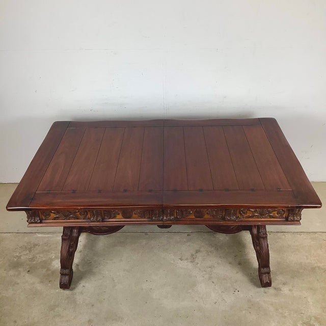 Spanish Revival Spanish Renaissance Revival Carved Dining Table by Berkey & Gay, 20th Century For Sale - Image 3 of 12