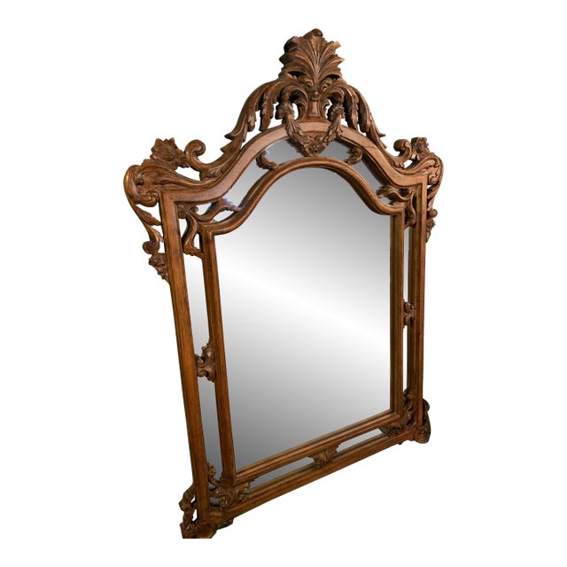 Antique Wood Carved Mirror For Sale