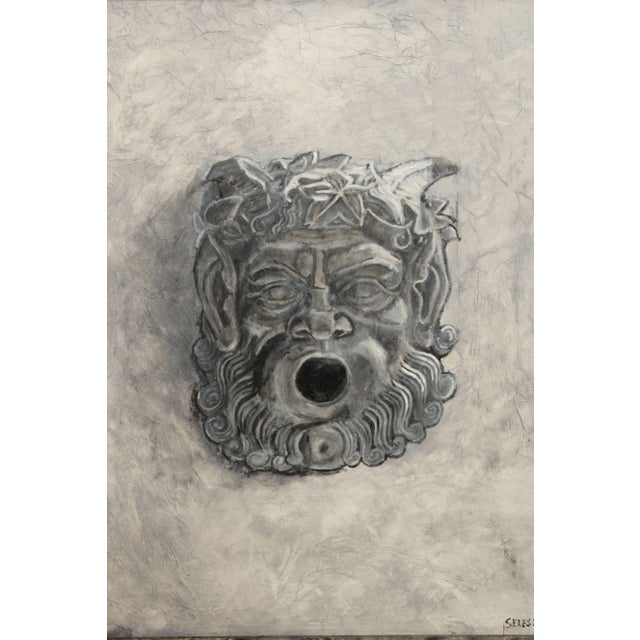 Paint 1980s Mythical Roman Portrait Oil on Board Painting by William "Billy" Selesnick For Sale - Image 7 of 13