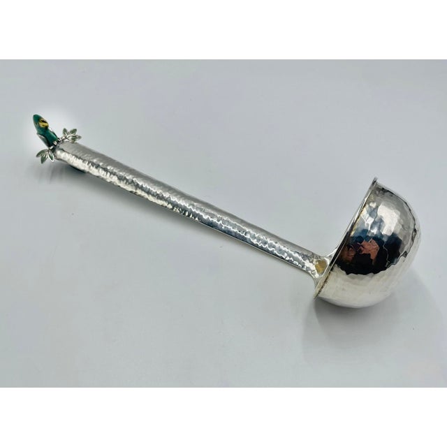 Emilia Castillo Silver-Plated Ladle With Malachite Parrot, Mexican Modernism For Sale In Los Angeles - Image 6 of 18