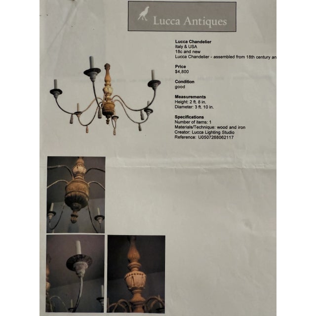Lucca Wood and Iron Chandelier For Sale - Image 4 of 4