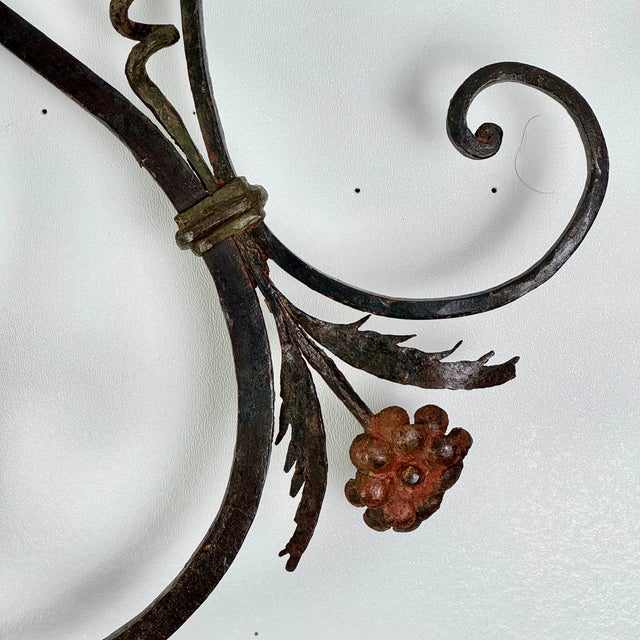 Black Vintage Architectural Salvage Wrought Iron & Brass Wall Decor With Floral and Scroll Motif For Sale - Image 8 of 8