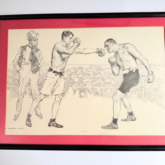 Pair of Rare James Montgomery Flagg Harper's Weekly 1907 Mid-Century Modern Re-Prints — "Science" & "Politics" — Framed For Sale - Image 9 of 12
