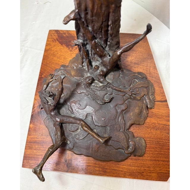 Wood Large Vintage Scott Jarvie 20th Century Bronze Wood Waterfall Statue Sculpture For Sale - Image 7 of 16
