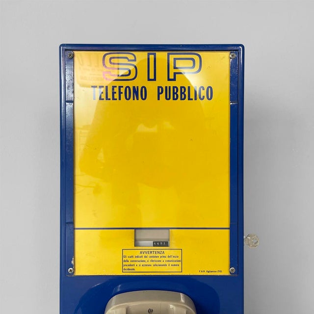 Mid-Century Modern Italian Wall-Mounted Public Telephone in Metal from SIP, 1960s For Sale - Image 6 of 9