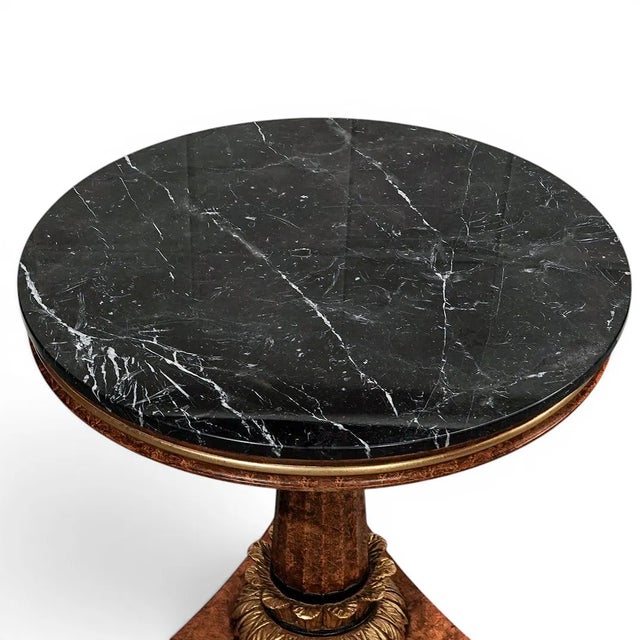 1950s Pair of Biedermeier Style Marble Top Giltwood Round Italian Tables For Sale - Image 4 of 6