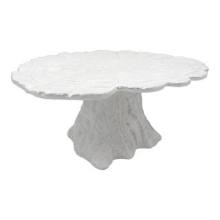 Early 21st Century Italy Ceramic Wood Tree Stump White Cake Tart Torte Appetizer Pedestal Stand For Sale