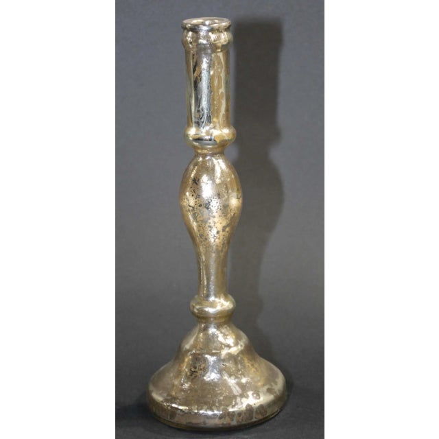 English Silvered Mercury Glass Candlesticks - A Pair For Sale - Image 3 of 10