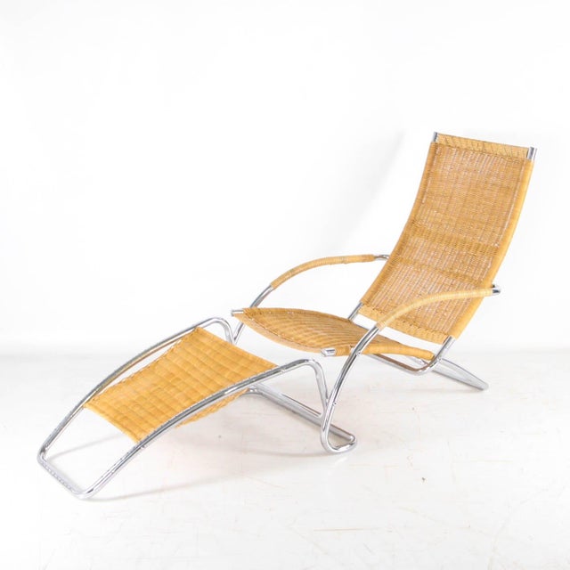 Wicker and Chrome Chaise Longue, 1970s For Sale - Image 6 of 17