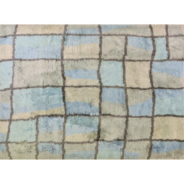 Indian Moroccan Style Hand Knotted Organic Wool Rug,6'x9' For Sale