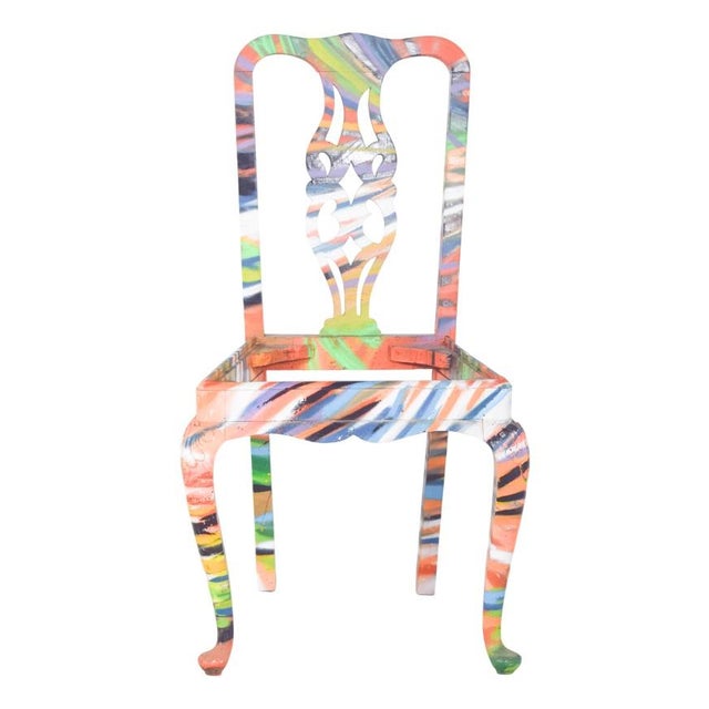 Blue Urban Art Turned Chair by Francisco Camilo, 1950s For Sale - Image 8 of 8