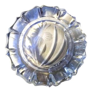 Vintage Large Lead Crystal Cut Clear Glass Ashtray For Sale