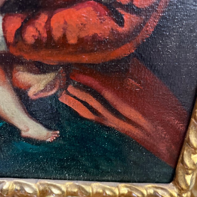 Paint 20th Century Oil on Canvas Framed Cuzco School Madonna With Child For Sale - Image 7 of 11