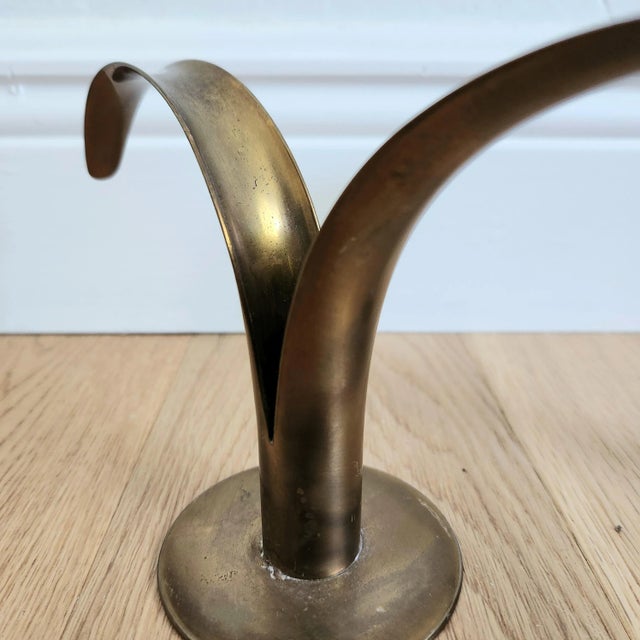 Pair of Vintage 1950s Yastad Metall Mid-Century Brass Candlestick Holders For Sale - Image 4 of 12