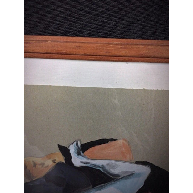 This elegant watercolor, signed by the artist Ludo, depicts a serene scene of a nude woman lying down, viewed from behind....