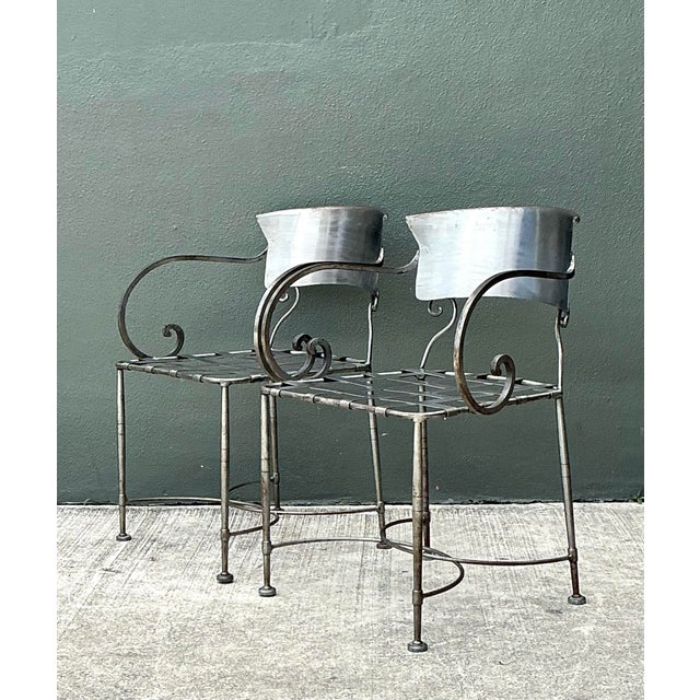 Vintage Metal Scroll Armchairs - Pair For Sale - Image 12 of 12