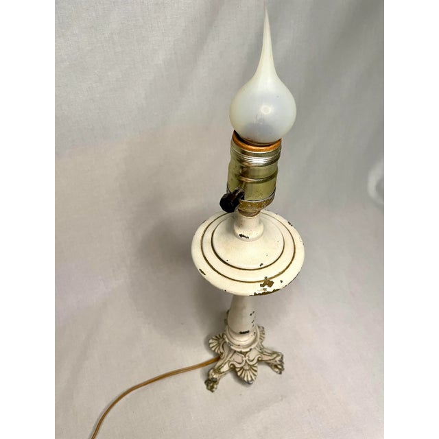 French Country Small Cream Table Lamp For Sale - Image 9 of 12