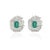 Art Deco 1.81ct Emerald With 1.81ct Diamond Cluster Floral Earrings in 14k Gold- 2 Pieces For Sale - Image 3 of 8