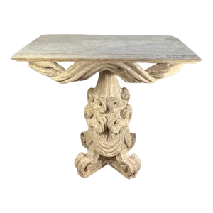 1940s Dorothy Draper Style Hollywood Regency Hand Carved Gesso’d Table