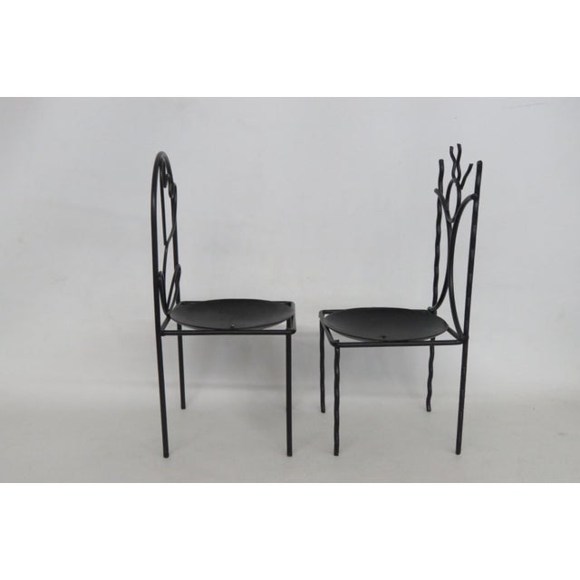 Late 20th Century Metal Candle Holders Pair of 2 Decorative Chair Wire Design Black Finish 5037b For Sale - Image 5 of 14