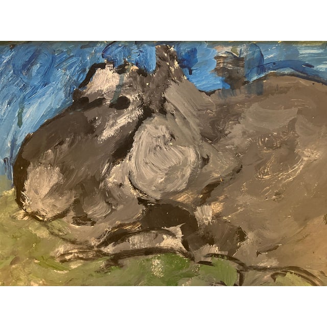 Abstract 1950s Oil Painting of Hippo by Justin McCarthy For Sale - Image 3 of 3