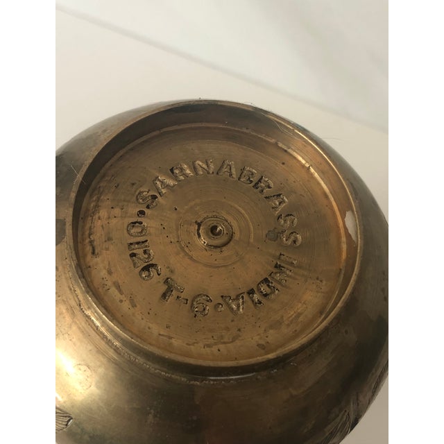 1950s Sarna Brass Floral Etched Bud Vase, Numbered For Sale - Image 6 of 7