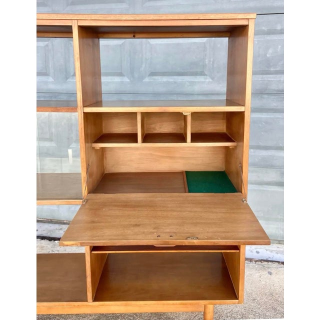 Mid 20th Century Mid 20th Century Two-Sided Bookcase Étagère and Room Divider With Glass Display Shelf For Sale - Image 5 of 12