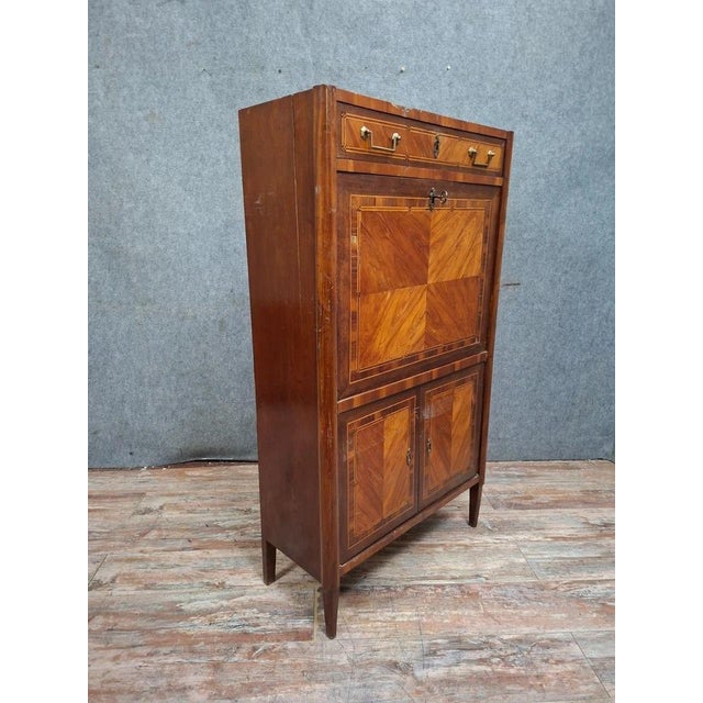 Brown Late 18th Century LXVI Marquetry Drop-Front Secretary For Sale - Image 8 of 11